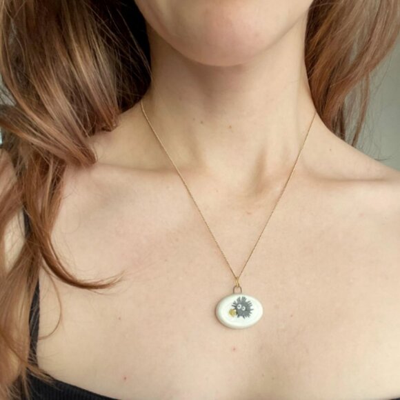 The Soot Spirit - Handmade Porcelain & 24K Gold Lustre Pendant - Picture 3 of 3